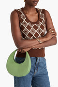 Moon Leather Hobo Bag Green Detachable Strap Magnetic Snap