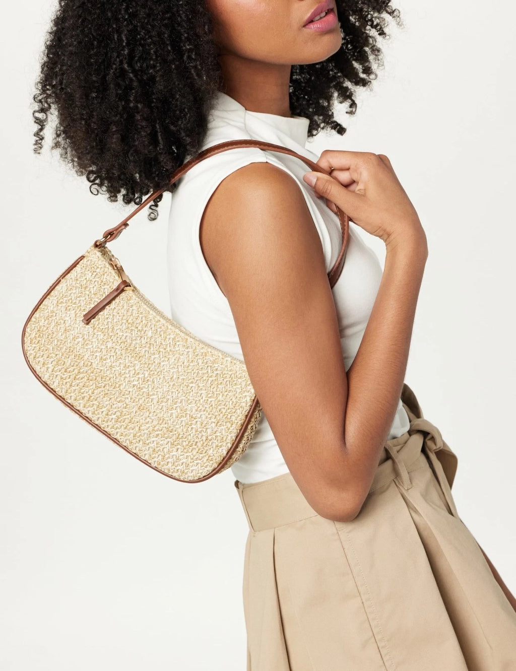 The Drop Women's Melanie Small Shoulder Bag, Natural Straw, One Size