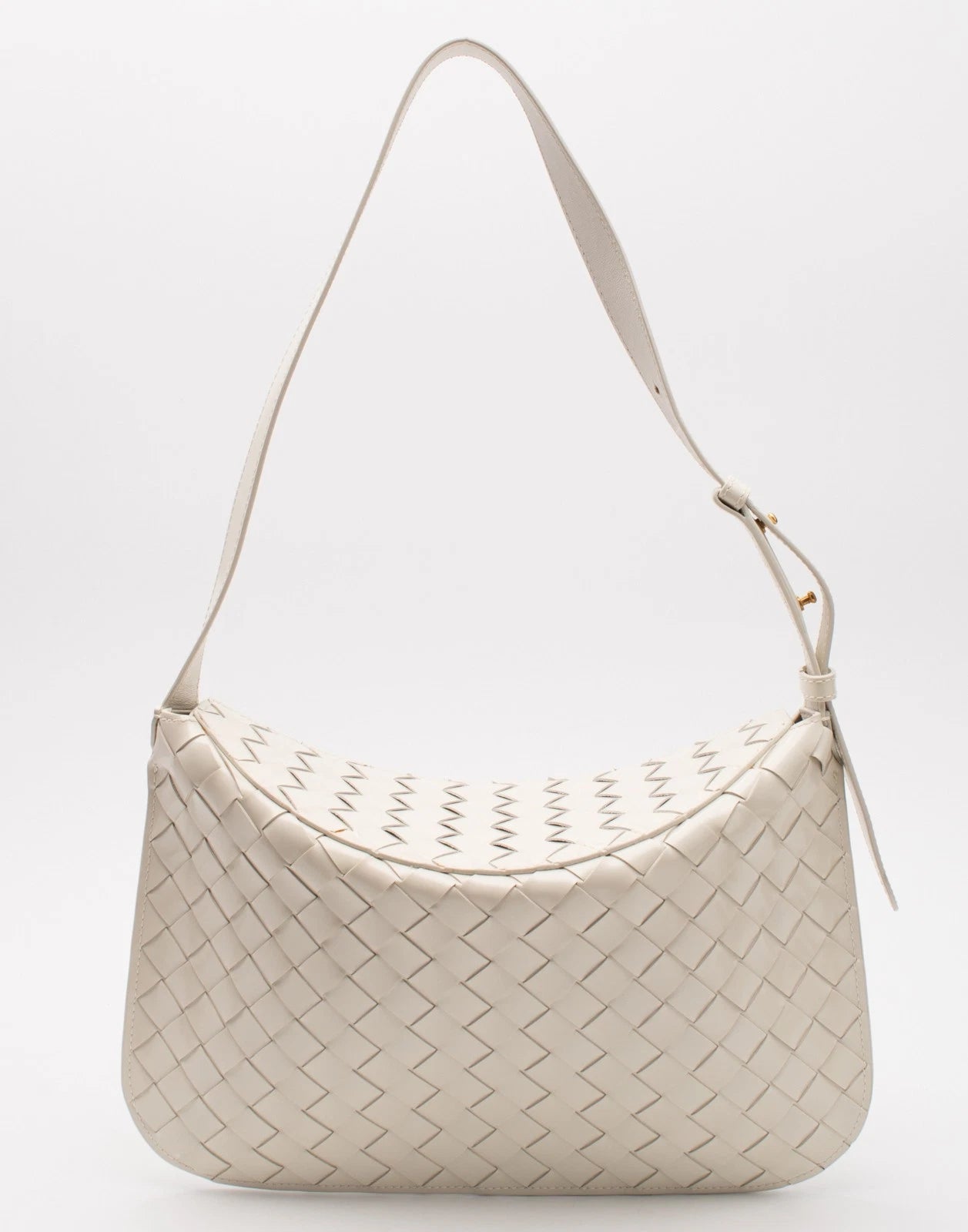 BOTTEGA VENETA Intrecciato Leather Shoulder Bag Adjustable Strap