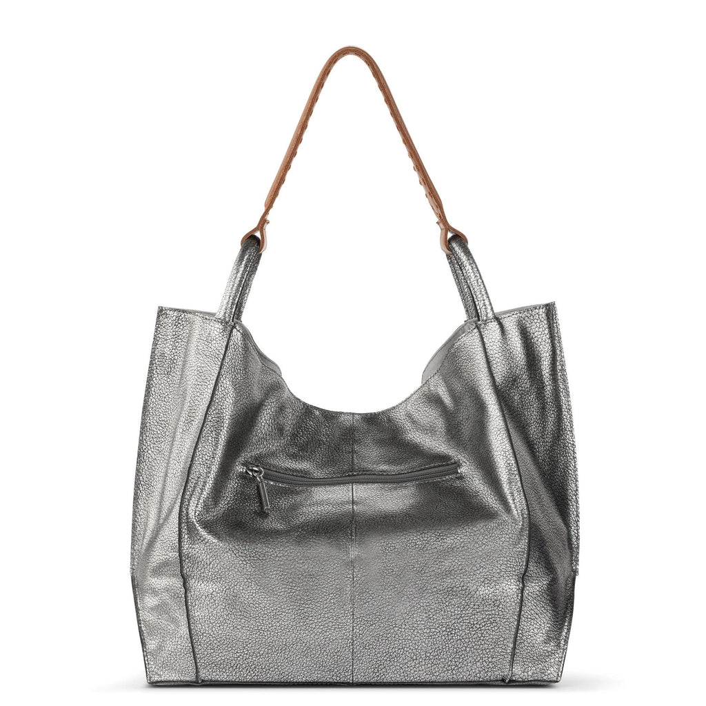 The Sak Los Feliz Large Tote - Leather - Dark Silver